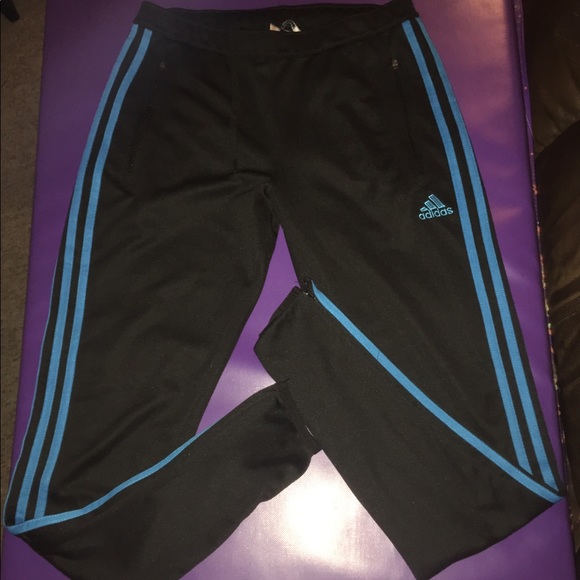 adidas Pants - Adidas black soccer pants - electric blue trim